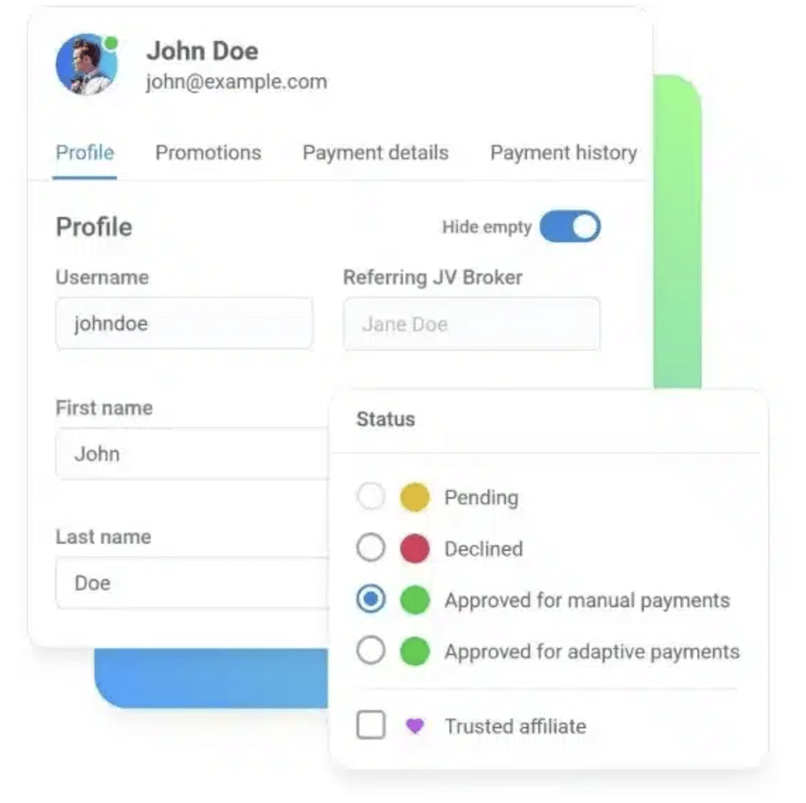 Affilate mangement screenshot